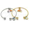 Rhodium Gold Filled Individual Bangle, Dolphin Design, with White Crystal, Multicolor Enamel Finish, Rhodium Finish, 07.179.0005.1 (02 MM Thickness, One size fits all)