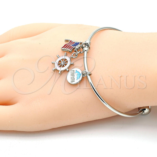 White Gold Filled Jewelry — Individual Bangle Dolphin Design with White Crystal Multicolor — alternate product view — SKU 119699 | Oro Laminado Blanco joyería — Individual Bangle Dolphin diseño with cristal blanco Multicolor — SKU 119699