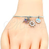 Rhodium Gold Filled Individual Bangle, Dolphin Design, with White Crystal, Multicolor Enamel Finish, Rhodium Finish, 07.179.0006.1 (02 MM Thickness, One size fits all)