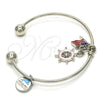 Rhodium Gold Filled Individual Bangle, Dolphin Design, with White Crystal, Multicolor Enamel Finish, Rhodium Finish, 07.179.0006.1 (02 MM Thickness, One size fits all)