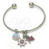 Rhodium Gold Filled Individual Bangle, Dolphin Design, with White Crystal, Multicolor Enamel Finish, Rhodium Finish, 07.179.0006.1 (02 MM Thickness, One size fits all)
