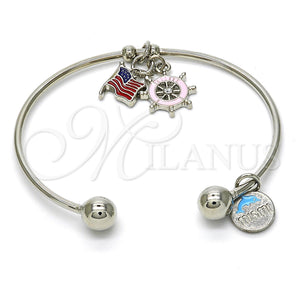 White Gold Filled Jewelry — Individual Bangle Dolphin Design with White Crystal Multicolor — main product view — SKU 119699 | Oro Laminado Blanco joyería — Individual Bangle Dolphin diseño with cristal blanco Multicolor — SKU 119699