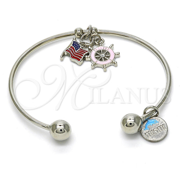 White Gold Filled Jewelry — Individual Bangle Dolphin Design with White Crystal Multicolor — main product view — SKU 119699 | Oro Laminado Blanco joyería — Individual Bangle Dolphin diseño with cristal blanco Multicolor — SKU 119699