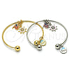 Rhodium Gold Filled Individual Bangle, Dolphin Design, with White Crystal, Multicolor Enamel Finish, Rhodium Finish, 07.179.0006.1 (02 MM Thickness, One size fits all)