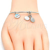 Rhodium Gold Filled Individual Bangle, Smile and Shell Design, Multicolor Enamel Finish, Rhodium Finish, 07.179.0007.1 (02 MM Thickness, One size fits all)