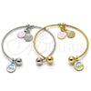 Rhodium Gold Filled Individual Bangle, Smile and Shell Design, Multicolor Enamel Finish, Rhodium Finish, 07.179.0007.1 (02 MM Thickness, One size fits all)