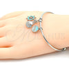 Rhodium Gold Filled Individual Bangle, Shell and Dolphin Design, with White Cubic Zirconia, Multicolor Enamel Finish, Rhodium Finish, 07.179.0008.1 (02 MM Thickness, One size fits all)