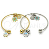 Rhodium Gold Filled Individual Bangle, Shell and Dolphin Design, with White Cubic Zirconia, Multicolor Enamel Finish, Rhodium Finish, 07.179.0008.1 (02 MM Thickness, One size fits all)