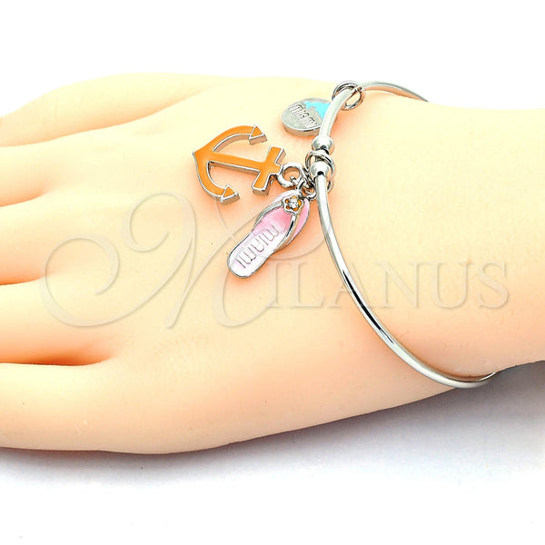 White Gold Filled Jewelry — Individual Bangle Anchor and Shoes Design with White — alternate product view — SKU 119705 | Oro Laminado Blanco joyería — Individual Bangle Anchor and Shoes diseño with blanco — SKU 119705