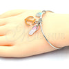 Rhodium Gold Filled Individual Bangle, Anchor and Shoes Design, with White Crystal, Multicolor Enamel Finish, Rhodium Finish, 07.179.0009.1 (02 MM Thickness, One size fits all)