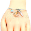 Rhodium Gold Filled Individual Bangle, Anchor and Shoes Design, with White Crystal, Multicolor Enamel Finish, Rhodium Finish, 07.179.0009.1 (02 MM Thickness, One size fits all)