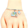 Rhodium Gold Filled Individual Bangle, Dolphin Design, Multicolor Enamel Finish, Rhodium Finish, 07.179.0010.1 (02 MM Thickness, One size fits all)