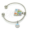 Rhodium Gold Filled Individual Bangle, Dolphin Design, Multicolor Enamel Finish, Rhodium Finish, 07.179.0010.1 (02 MM Thickness, One size fits all)