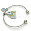 Rhodium Gold Filled Individual Bangle, Dolphin Design, Multicolor Enamel Finish, Rhodium Finish, 07.179.0010.1 (02 MM Thickness, One size fits all)