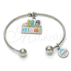 Rhodium Gold Filled Individual Bangle, Dolphin Design, Multicolor Enamel Finish, Rhodium Finish, 07.179.0010.1 (02 MM Thickness, One size fits all)