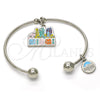 Rhodium Gold Filled Individual Bangle, Dolphin Design, Multicolor Enamel Finish, Rhodium Finish, 07.179.0010.1 (02 MM Thickness, One size fits all)