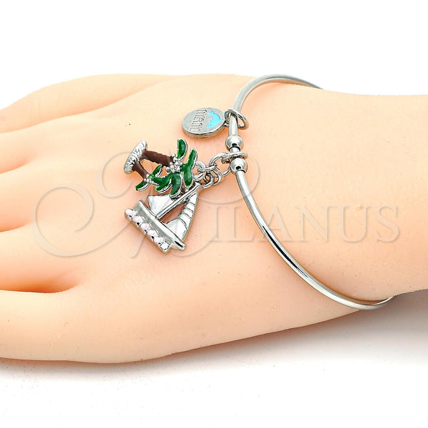 White Gold Filled Jewelry — Individual Bangle Tree and Dolphin Design Multicolor Enamel — alternate product view — SKU 119709 | Oro Laminado Blanco joyería — Individual Bangle Tree and Dolphin diseño Multicolor Enamel — SKU 119709