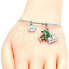 Rhodium Gold Filled Individual Bangle, Tree and Dolphin Design, Multicolor Enamel Finish, Rhodium Finish, 07.179.0011.1 (02 MM Thickness, One size fits all)