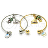 Rhodium Gold Filled Individual Bangle, Tree and Dolphin Design, Multicolor Enamel Finish, Rhodium Finish, 07.179.0011.1 (02 MM Thickness, One size fits all)