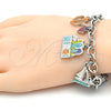 Rhodium Gold Filled Charm Bracelet, Anchor and Guitar Design, with White Crystal, Multicolor Enamel Finish, Rhodium Finish, 03.179.0033.1.08 (08 MM Thickness, 8 Inches Length)