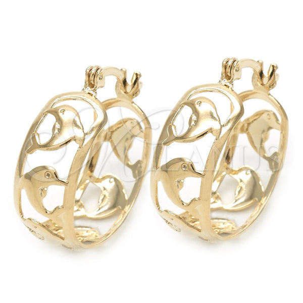 Gold Filled Hoop Earrings — Small Hoop Dolphin Design Polished 02.32. — main product view — SKU 119717 | Oro Laminado aretes de aro — Small Hoop Dolphin diseño pulido 02.32. — SKU 119717