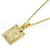 Oro Laminado Pendant Necklace, Gold Filled Style Money Sign Design, Polished, Golden Finish, 04.242.0090.24 (02 MM Thickness, 24 Inches Length)