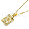 Oro Laminado Pendant Necklace, Gold Filled Style Money Sign Design, Polished, Golden Finish, 04.242.0090.24 (02 MM Thickness, 24 Inches Length)