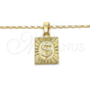 Oro Laminado Pendant Necklace, Gold Filled Style Money Sign Design, Polished, Golden Finish, 04.242.0090.24 (02 MM Thickness, 24 Inches Length)