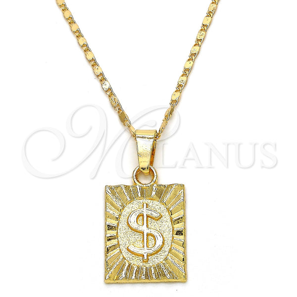 Gold Filled Necklace — Pendant Necklace Money Sign Design Polished 04. 02 — main product view — SKU 119744 | Oro Laminado collar — Pendant Necklace Money Sign diseño pulido 04. 02 — SKU 119744