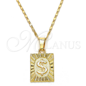 Gold Filled Necklace — Pendant Necklace Money Sign Design Polished 04. 02 — main product view — SKU 119744 | Oro Laminado collar — Pendant Necklace Money Sign diseño pulido 04. 02 — SKU 119744