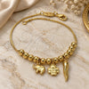 Oro Laminado Charm Bracelet, Gold Filled Style Elephant and Four-leaf Clover Design, Polished, Golden Finish, 03.32.0082.08 (8 Inches Length)