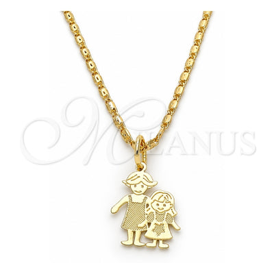 Oro Laminado Pendant Necklace, Gold Filled Style Little Girl and Star Design, Polished, Golden Finish, 04.106.0001.20 (02 MM Thickness, 20 Inches Length)