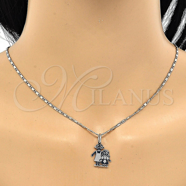 White Gold Filled Necklace — Pendant Necklace Little Girl Design Polished 04. 02 — alternate product view — SKU 119797 | Oro Laminado Blanco collar — Pendant Necklace Little Girl diseño pulido 04. 02 — SKU 119797