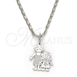 White Gold Filled Necklace — Pendant Necklace Little Girl Design Polished 04. 02 — main product view — SKU 119797 | Oro Laminado Blanco collar — Pendant Necklace Little Girl diseño pulido 04. 02 — SKU 119797