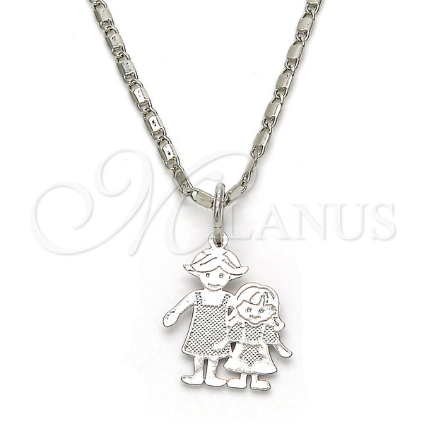 White Gold Filled Necklace — Pendant Necklace Little Girl Design Polished 04. 02 — main product view — SKU 119797 | Oro Laminado Blanco collar — Pendant Necklace Little Girl diseño pulido 04. 02 — SKU 119797