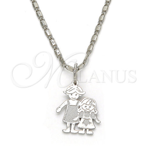 Rhodium Gold Filled Pendant Necklace, Little Girl Design, Polished, Rhodium Finish, 04.106.0001.1.20 (02 MM Thickness, 20 Inches Length)