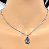 Rhodium Gold Filled Pendant Necklace, Little Girl and Little Boy Design, Polished, Rhodium Finish, 04.106.0002.1.20 (02 MM Thickness, 20 Inches Length)