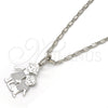 Rhodium Gold Filled Pendant Necklace, Little Girl and Little Boy Design, Polished, Rhodium Finish, 04.106.0002.1.20 (02 MM Thickness, 20 Inches Length)