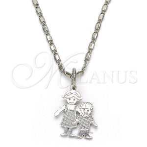 White Gold Filled Necklace — Pendant Necklace Little Girl and Little Boy Design — main product view — SKU 119799 | Oro Laminado Blanco collar — Pendant Necklace Little Girl and Little Boy diseño — SKU 119799