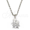 Rhodium Gold Filled Pendant Necklace, Little Girl and Little Boy Design, Polished, Rhodium Finish, 04.106.0002.1.20 (02 MM Thickness, 20 Inches Length)