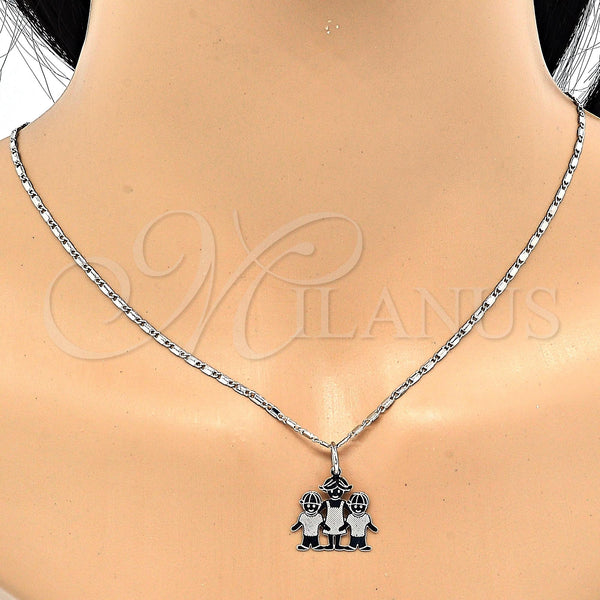 White Gold Filled Necklace — Pendant Necklace Little Girl and Little Boy Design — alternate product view — SKU 119801 | Oro Laminado Blanco collar — Pendant Necklace Little Girl and Little Boy diseño — SKU 119801