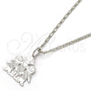 Rhodium Gold Filled Pendant Necklace, Little Girl and Little Boy Design, Polished, Rhodium Finish, 04.106.0003.1.20 (02 MM Thickness, 20 Inches Length)
