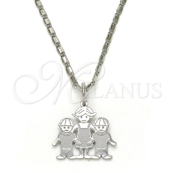 White Gold Filled Necklace — Pendant Necklace Little Girl and Little Boy Design — main product view — SKU 119801 | Oro Laminado Blanco collar — Pendant Necklace Little Girl and Little Boy diseño — SKU 119801
