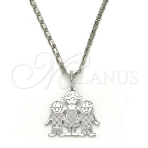 White Gold Filled Necklace — Pendant Necklace Little Girl and Little Boy Design — main product view — SKU 119801 | Oro Laminado Blanco collar — Pendant Necklace Little Girl and Little Boy diseño — SKU 119801