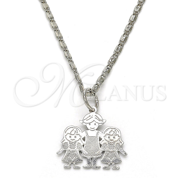 White Gold Filled Necklace — Pendant Necklace Little Girl and Star Design Polished — main product view — SKU 119803 | Oro Laminado Blanco collar — Pendant Necklace Little Girl and estrella diseño pulido — SKU 119803