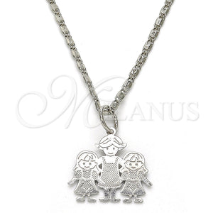 White Gold Filled Necklace — Pendant Necklace Little Girl and Star Design Polished — main product view — SKU 119803 | Oro Laminado Blanco collar — Pendant Necklace Little Girl and estrella diseño pulido — SKU 119803