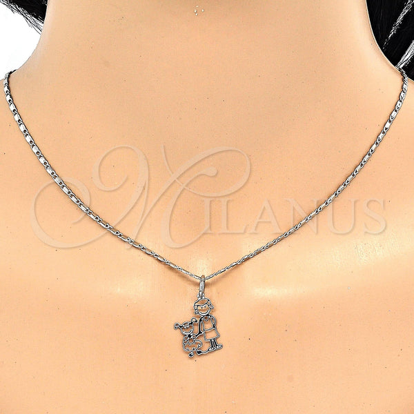 White Gold Filled Necklace — Pendant Necklace Little Girl Design Polished 04. 02 — alternate product view — SKU 119807 | Oro Laminado Blanco collar — Pendant Necklace Little Girl diseño pulido 04. 02 — SKU 119807