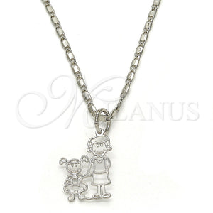 White Gold Filled Necklace — Pendant Necklace Little Girl Design Polished 04. 02 — main product view — SKU 119807 | Oro Laminado Blanco collar — Pendant Necklace Little Girl diseño pulido 04. 02 — SKU 119807