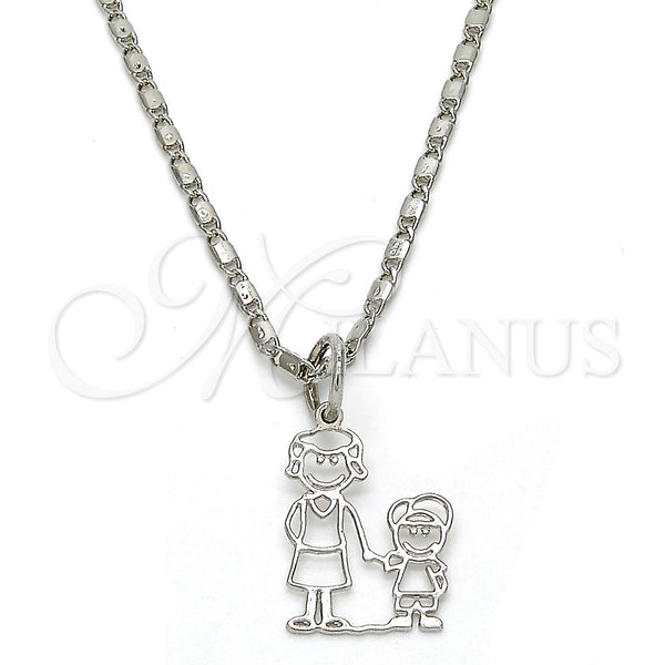 White Gold Filled Necklace — Pendant Necklace Little Boy Design Polished 04. 02 — main product view — SKU 119809 | Oro Laminado Blanco collar — Pendant Necklace Little Boy diseño pulido 04. 02 — SKU 119809