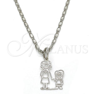White Gold Filled Necklace — Pendant Necklace Little Boy Design Polished 04. 02 — main product view — SKU 119809 | Oro Laminado Blanco collar — Pendant Necklace Little Boy diseño pulido 04. 02 — SKU 119809